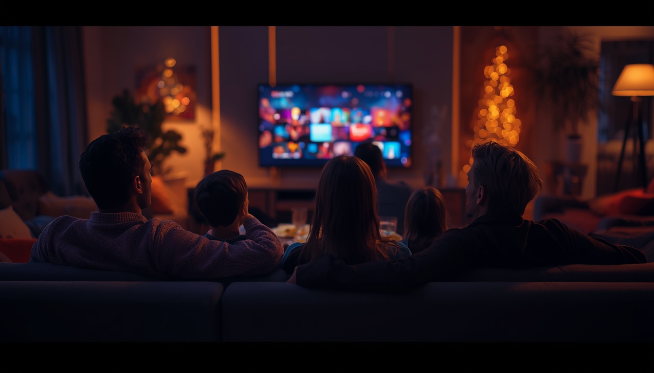Famille regardant la télévision en streaming sur Iron TV Pro
